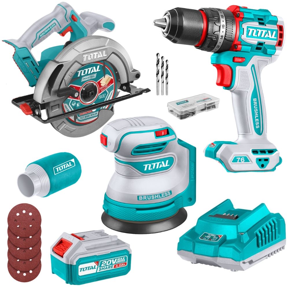s-zoom.filetakealot-101356283-1.jpg Total Tools - Impact Drill, Cir Saw, Orbit Sander with 4A Battery & Charger - Image 1
