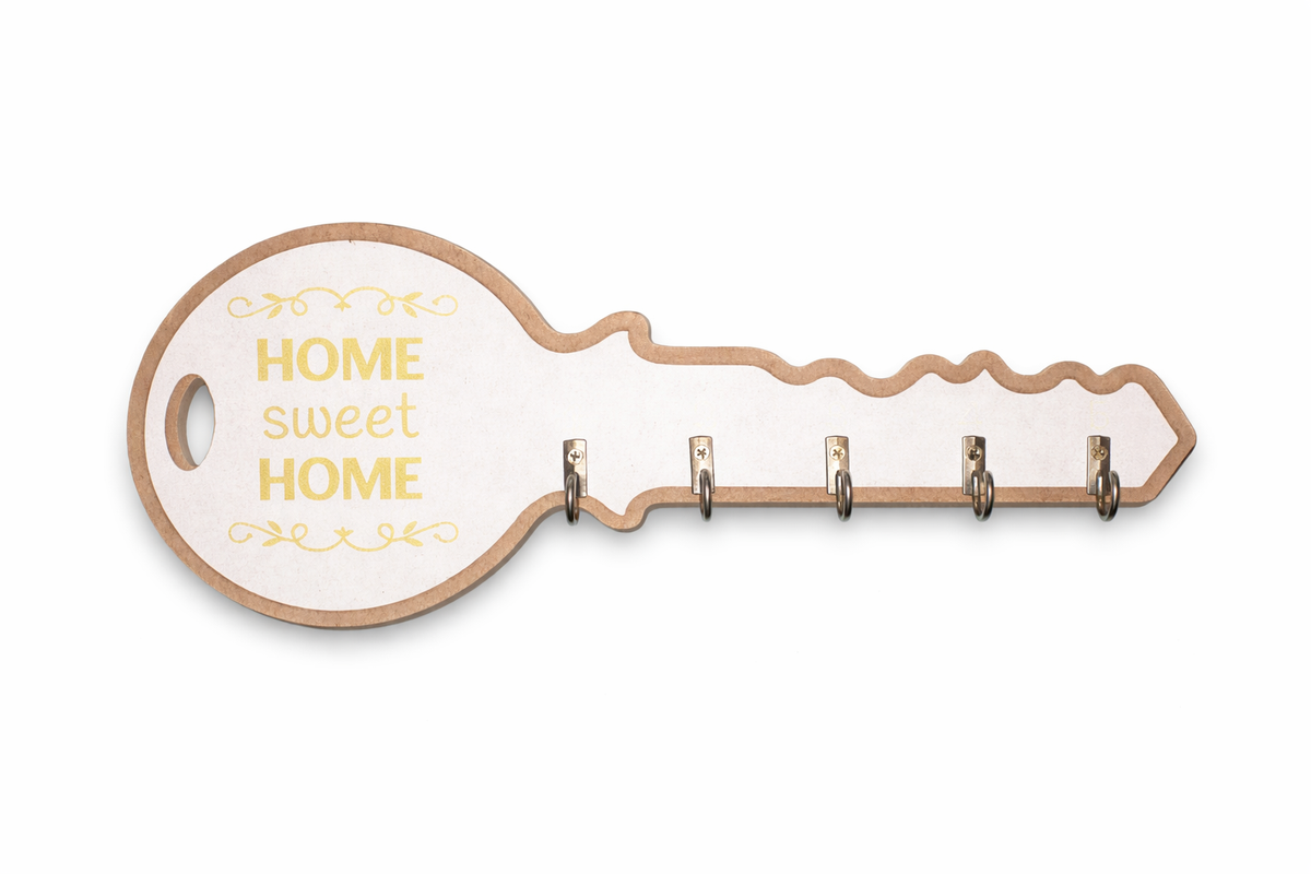 s-zoom.filetakealot-101371427-1.png Home Sweet Home Wooden Key Holder Rack Wall Mounted Decorative Hooks - Image 1