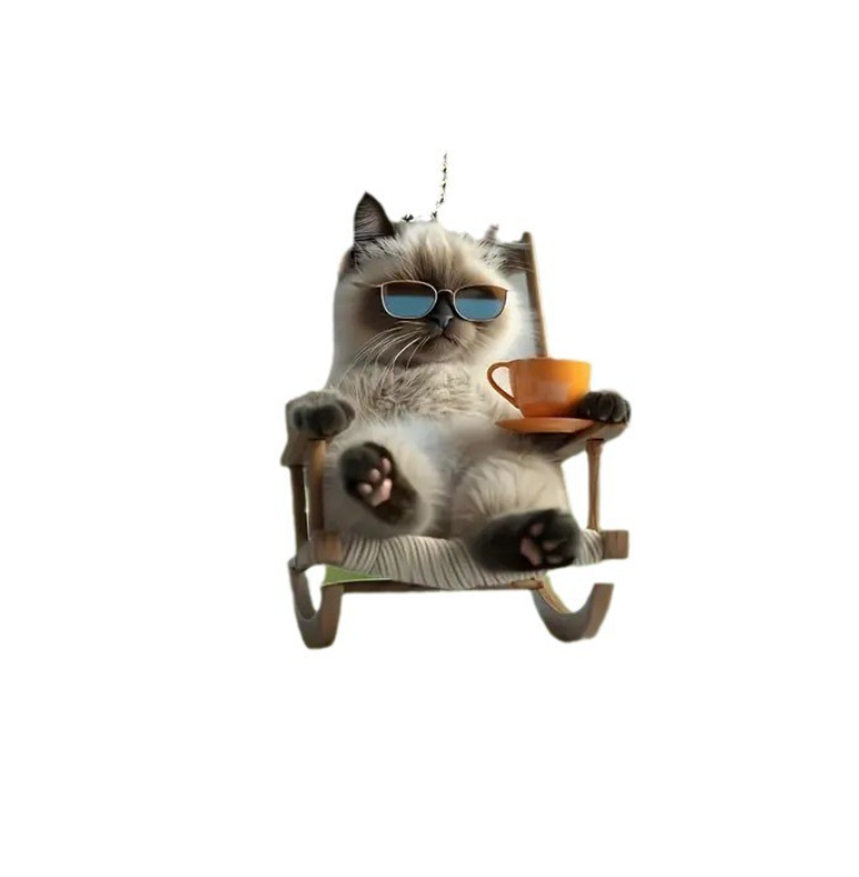 s-zoom.filetakealot-101376300-1.png 2D Cute Tea-drinking Car Interior Decor Keychain Charm - Acrylic Pendant - Image 1