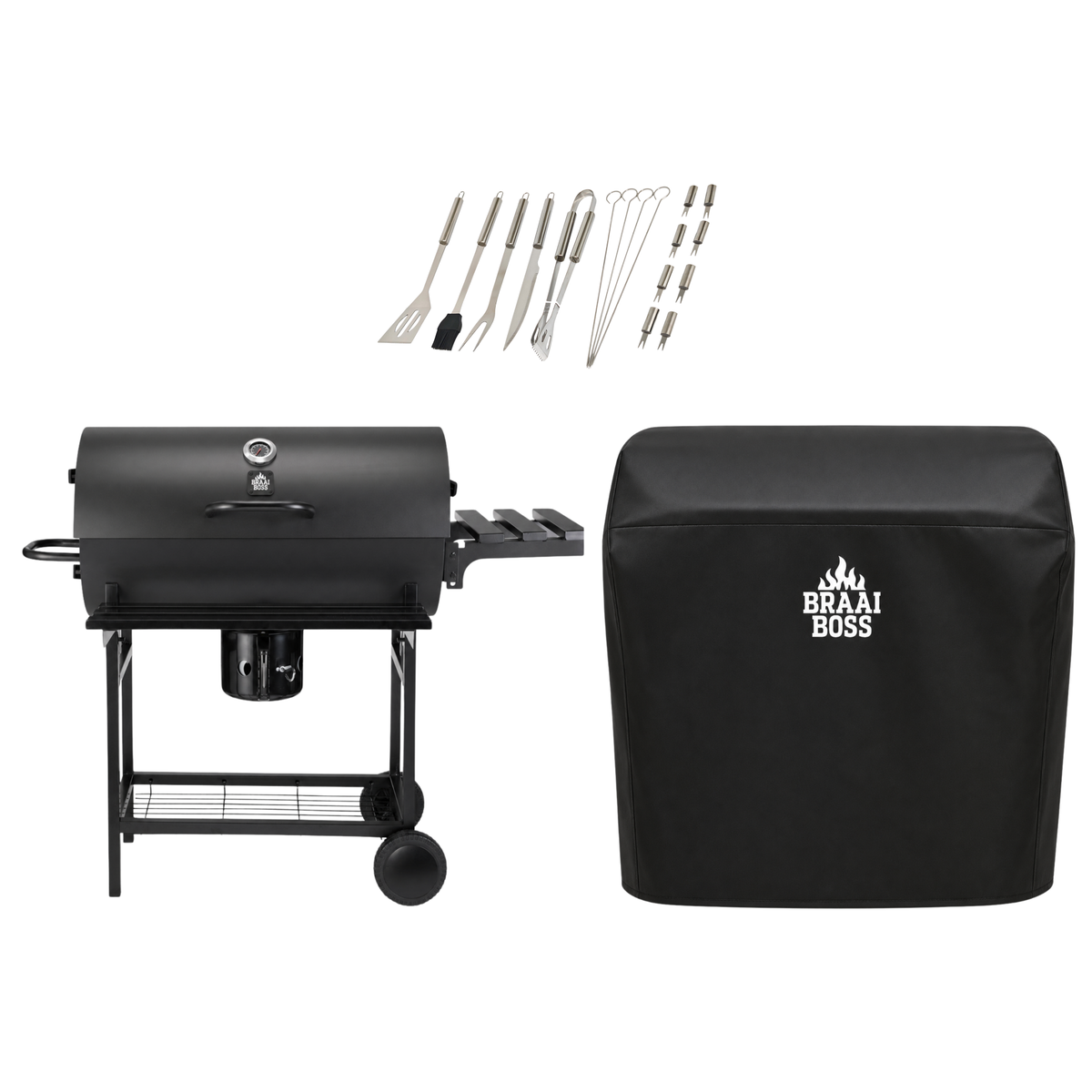 s-zoom.filetakealot-101392952-1.png BraaiBoss 70cm Charcoal Barrel Braai with Cover & Braai Tool Set - Image 1