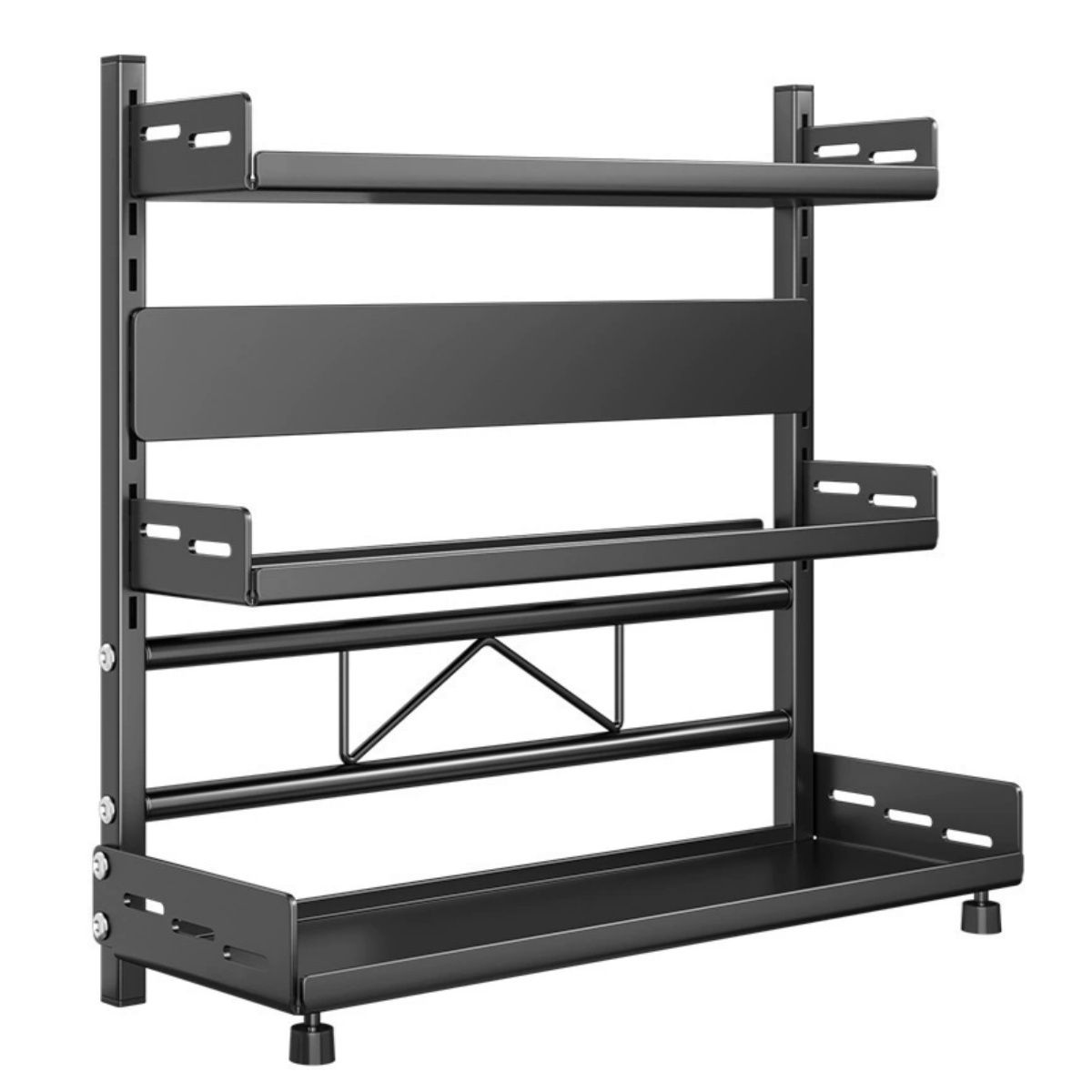 s-zoom.filetakealot-101393437-1.jpg 3-Tier Spice Organizer Shelf, Standing Large Seasoning Organizer - Black - Image 1