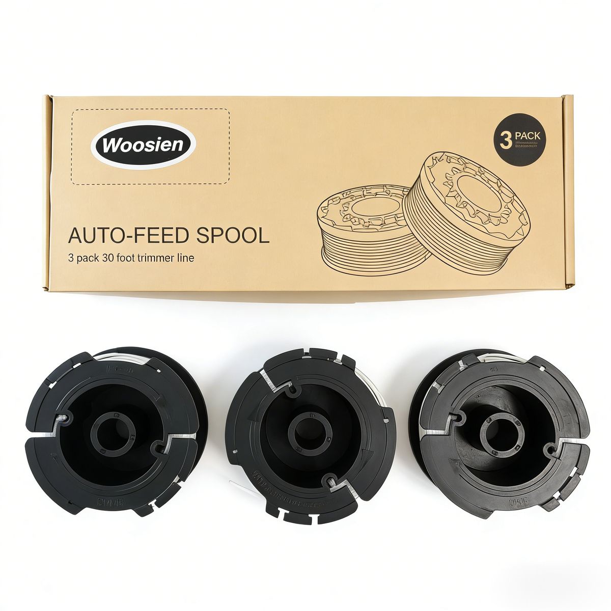 s-zoom.filetakealot-101509391-1.jpg Woosien 3Piece Trimmer Spool For BLACK+DECKER AF-100-3ZP 0.065Inch Trimmer - Image 1