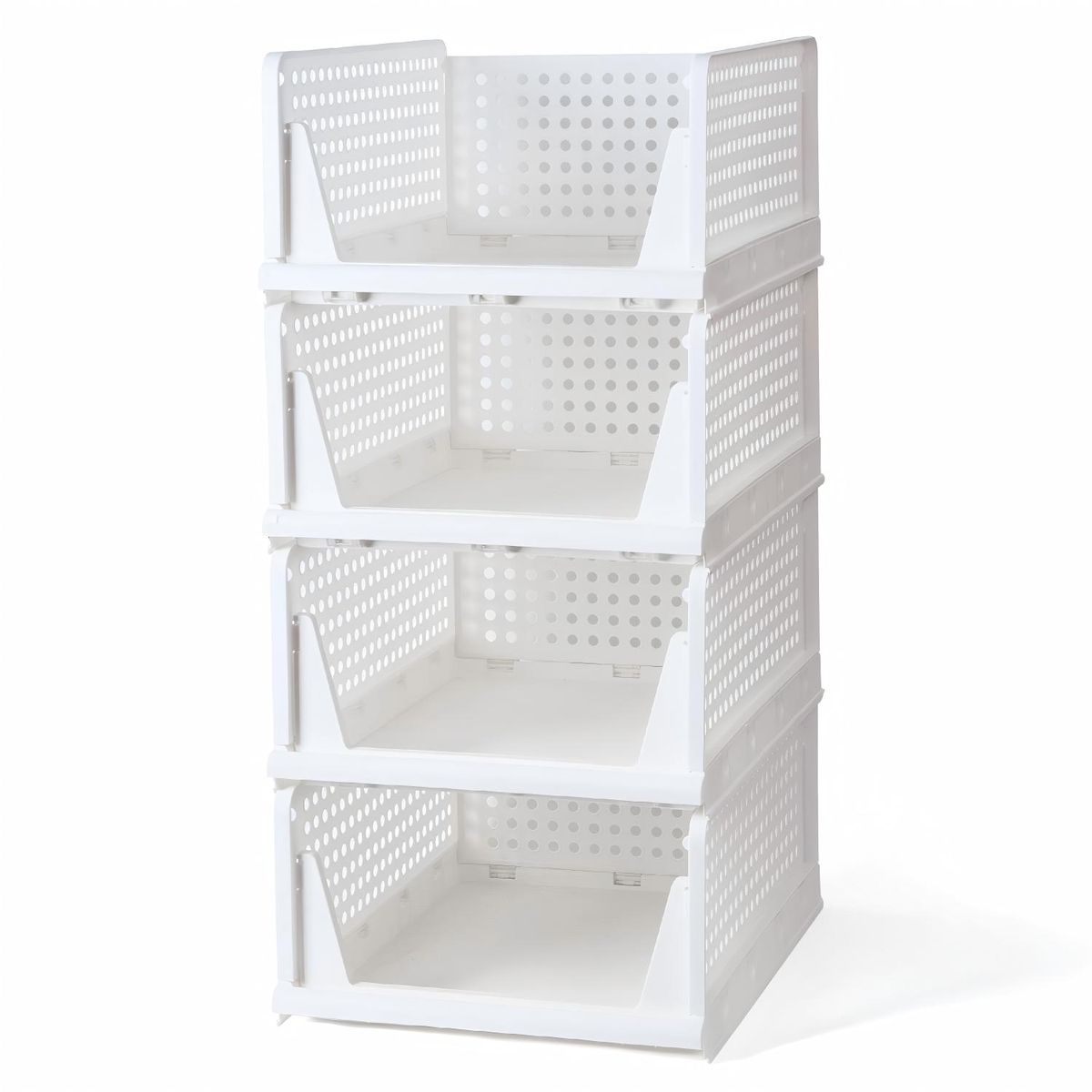 s-zoom.filetakealot-101538922-1.jpg Closet Organizer Stackable Storage Basket PP Foldable 4 Piece - Image 1
