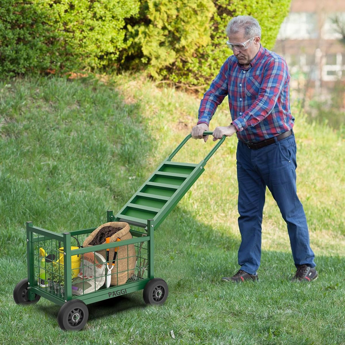 s-zoom.filetakealot-101812734-1.jpg PAGGI Rolling Garden Work Seat Heavy Garden Cart rolling stool with Seat - Image 1