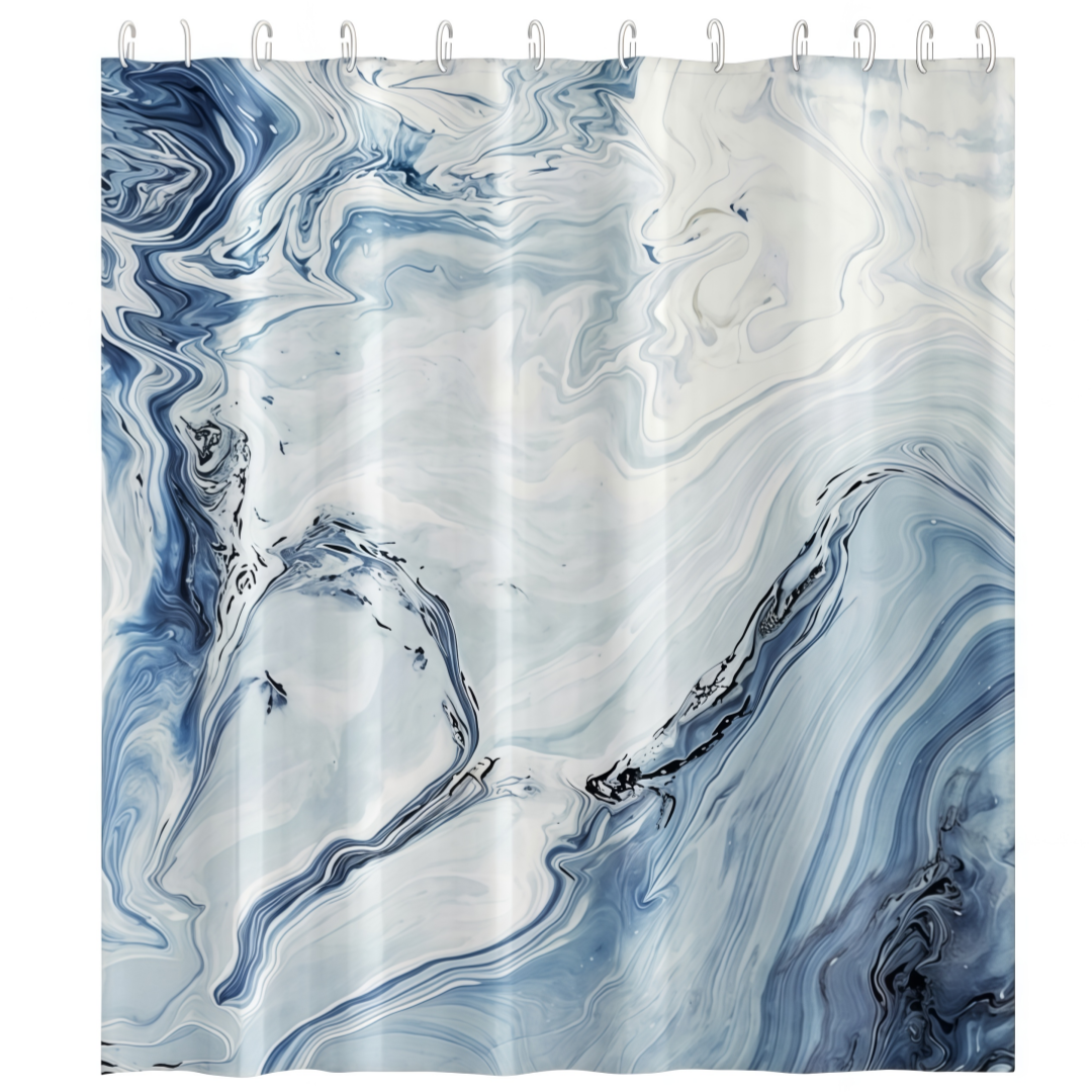 s-zoom.filetakealot-101821049-1.png OQIMAX Marble Shower Curtain Waterproof Bathroom Curtain 72x72 With Hooks - Image 1