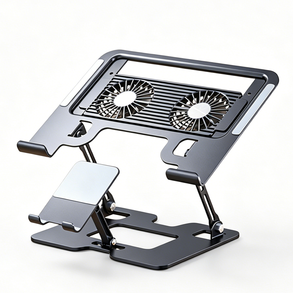 s-zoom.filetakealot-101917041-1.png Adjustable portable laptop stand with Dual Turbo Fans & RGB Lights - Image 1