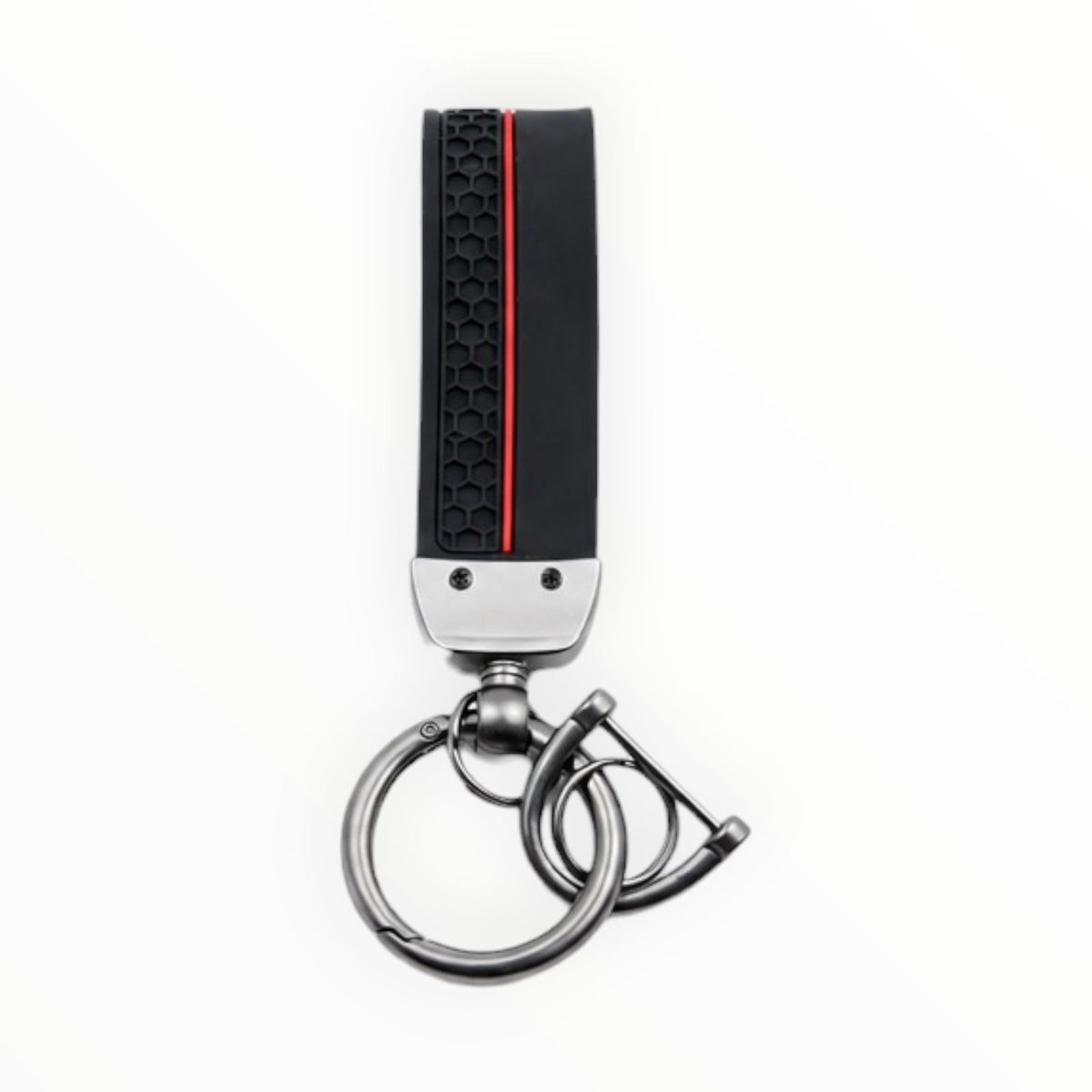 s-zoom.filetakealot-101998484-1.jpg Silicone Car Keychain Strap with Metal Key Ring - Black & Red - Image 1