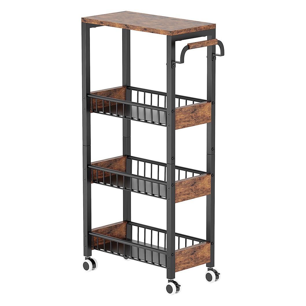 s-zoom.filetakealot-101999140-1.jpg Utility Slim Storage Cart with Wheels 4 Tier Small Rolling Cart - Image 1
