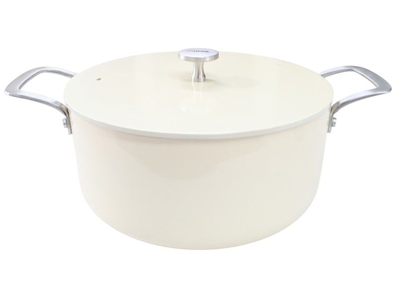 s-zoom.filetakealot-102054928-1.jpg George & Mason Alum Casserole With Lid & SS handles Cream 24cm ( 4.5Lt) - Image 1