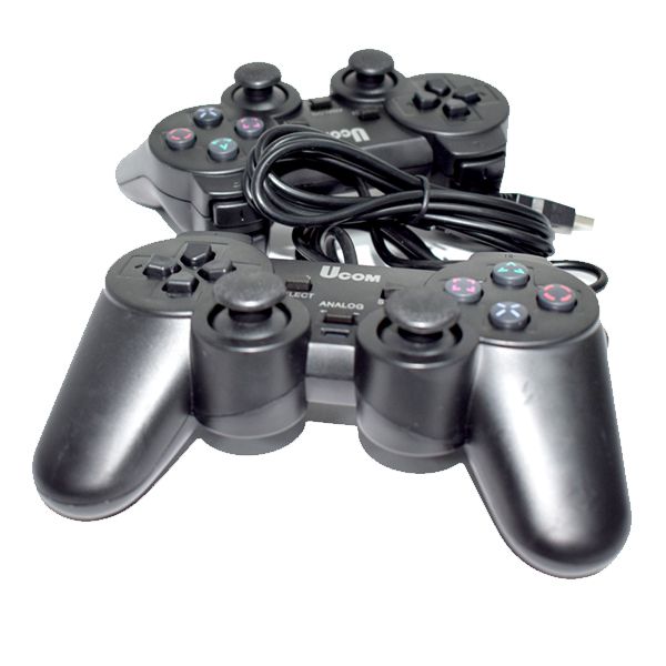 s-zoom.filetakealot-102127124-1.jpg 2 in 1 Wired USB Game Controller Dual Analog Gamepad for PC Black - Image 1