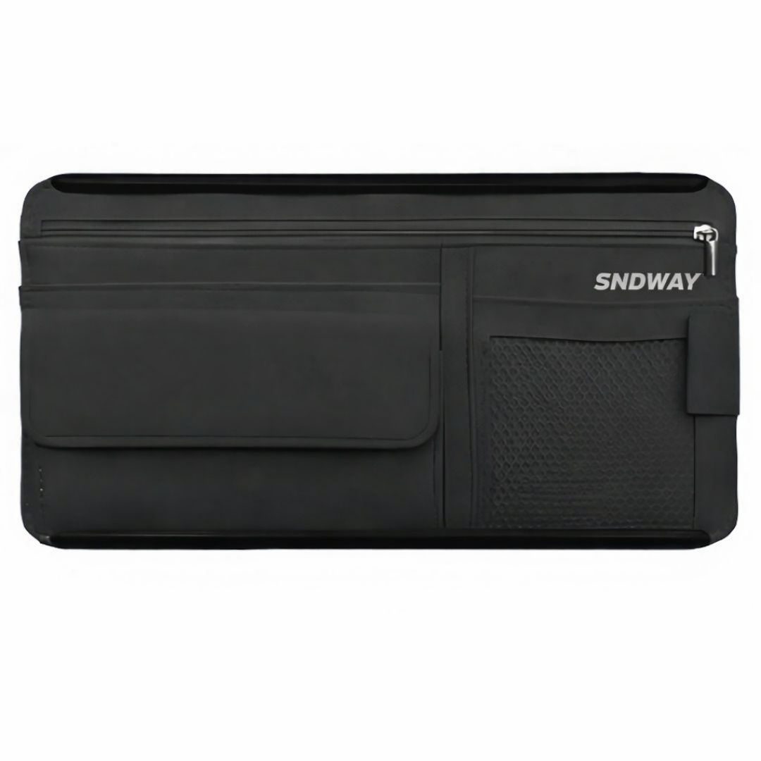 s-zoom.filetakealot-102148345-1.jpg Sndway Car Sun Visor Organizer, Soft Leather Card & Glasses Holder - Image 1