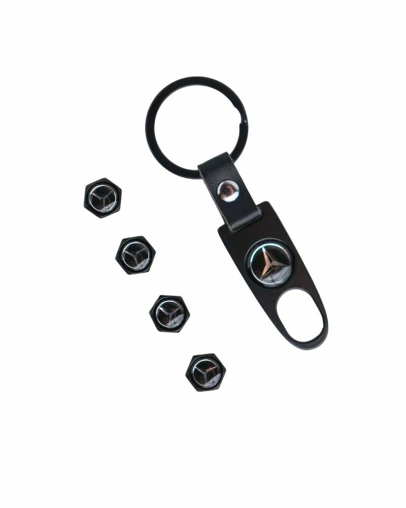 s-zoom.filetakealot-102226693-1.jpg Car Key Ring and Valve Cap Set - Compatible with Mercedes - Image 1