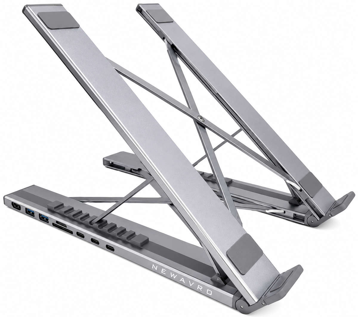s-zoom.filetakealot-102383694-1.png Newavro Aluminum Laptop Stand with Docking Station 8 in 1 USB C Hub - Image 1