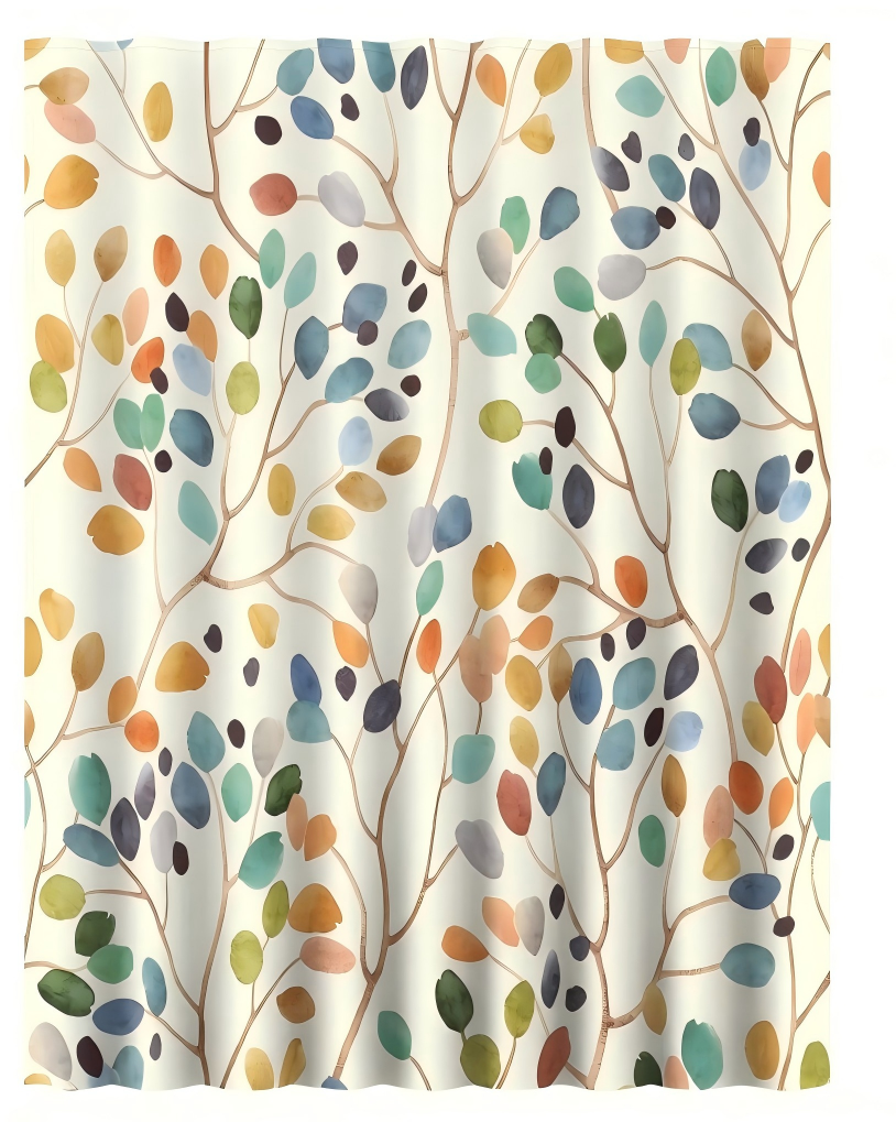 s-zoom.filetakealot-102400834-1.png Floral Shower Curtain for Bathroom, Colorful Leaves Shower Curtain Set - Image 1