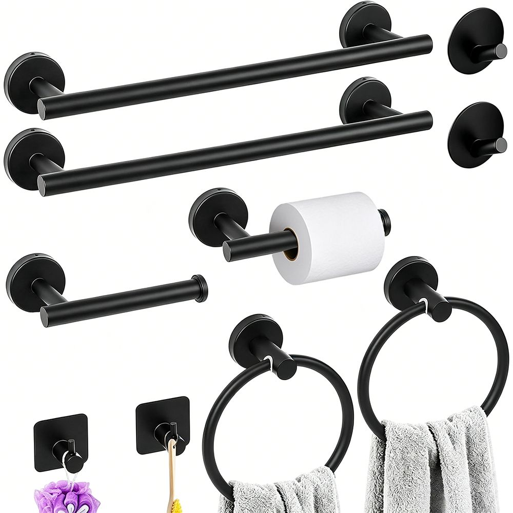 s-zoom.filetakealot-102402031-1.jpg 10 Pieces Bathroom Accessories Set, Bathroom Hardware Set,Black - Image 1