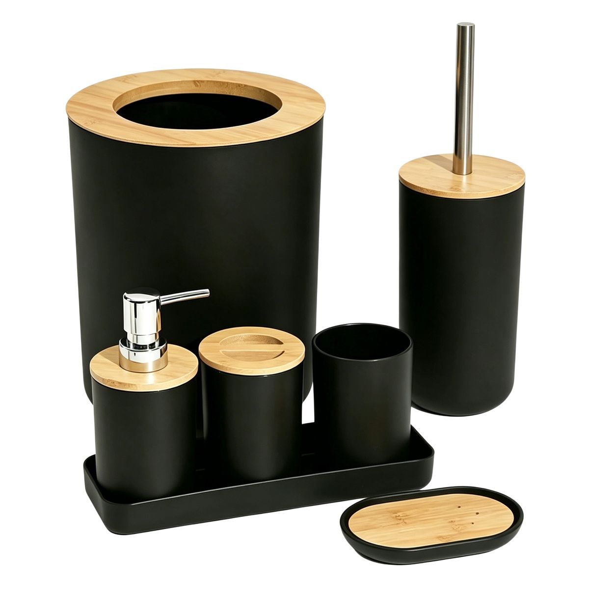 s-zoom.filetakealot-102406082-1.jpg Complete 7-Piece Bathroom Ensemble, Black - Image 1