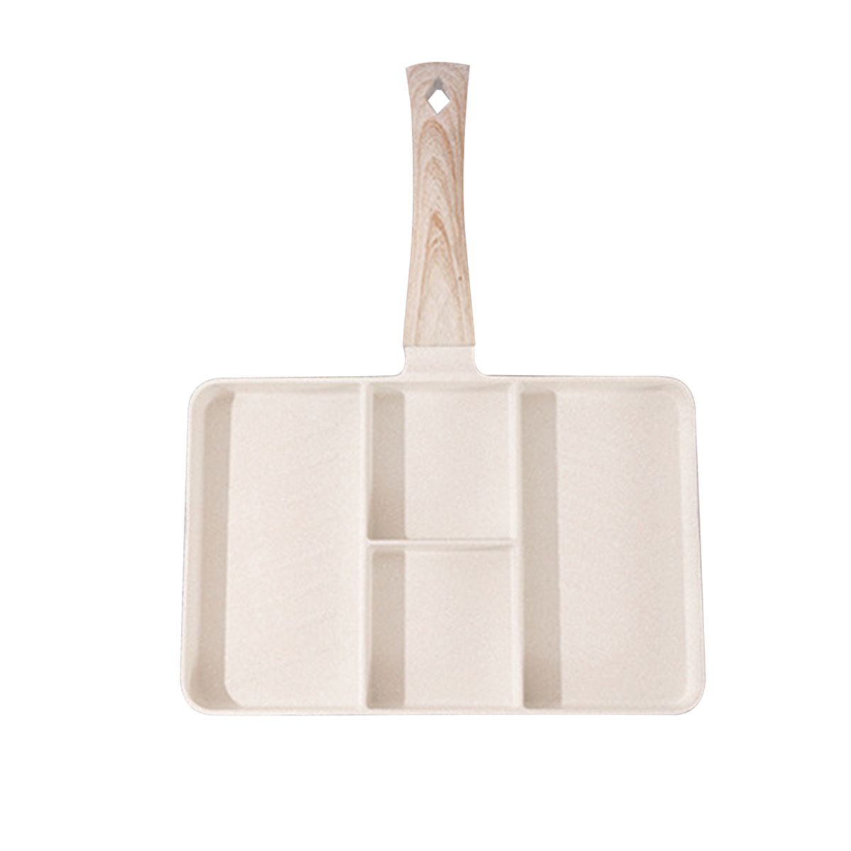 s-zoom.filetakealot-102453999-1.jpg White 27cm Divided Breakfast Frying Pan Non Stick Multi Grid Egg Steak Pan - Image 1