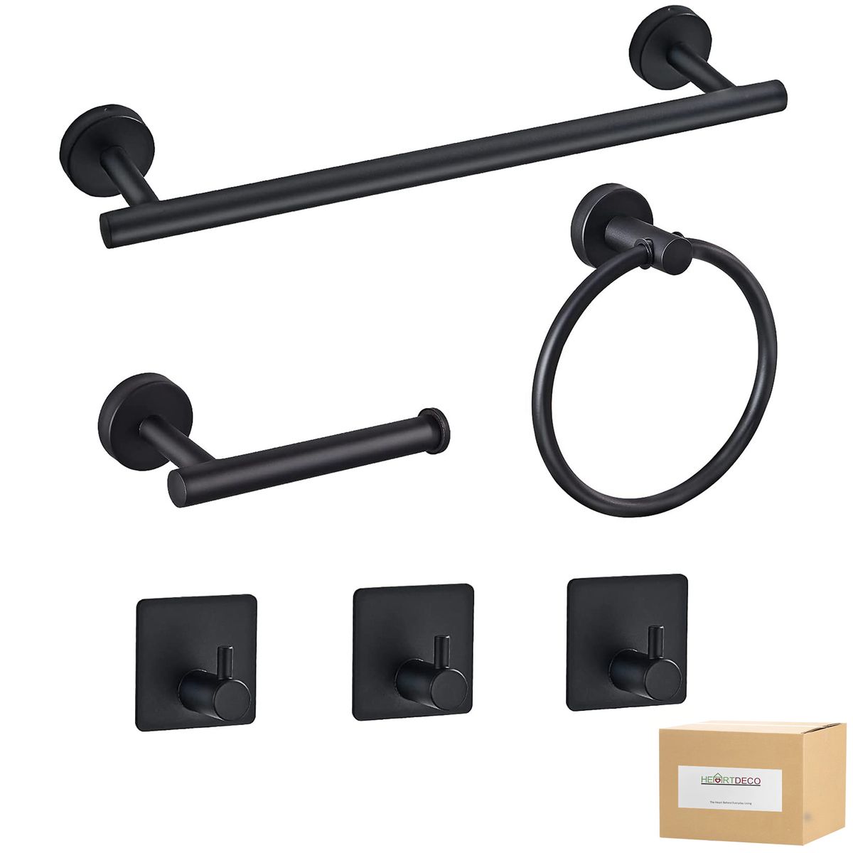 s-zoom.filetakealot-102501319-1.jpg Heartdeco Towel Rack & Bathroom Accessories - 6 Piece Set - Image 1