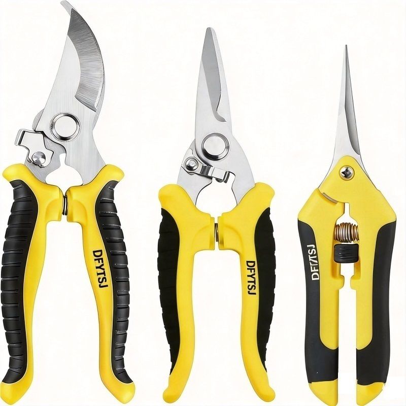 s-zoom.filetakealot-102504884-1.jpg Garden pruning shears stainless steel 3-piece set yellow - Image 1