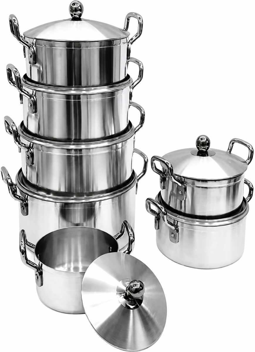 s-zoom.filetakealot-102506739-1.png Royal Homeware 14 Piece Aluminium Pot Set - Image 1