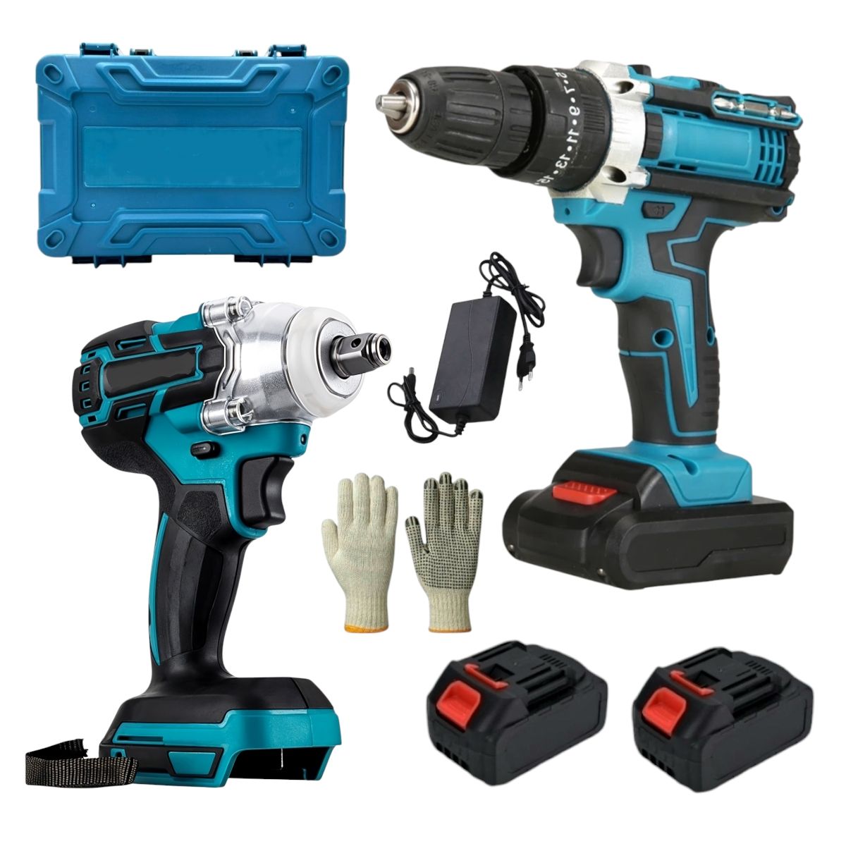 s-zoom.filetakealot-102576554-1.jpg 21V Cordless Impact Drill & 500Nm Impact Wrench Set - 2 Pc Power Tool Kit - Image 1