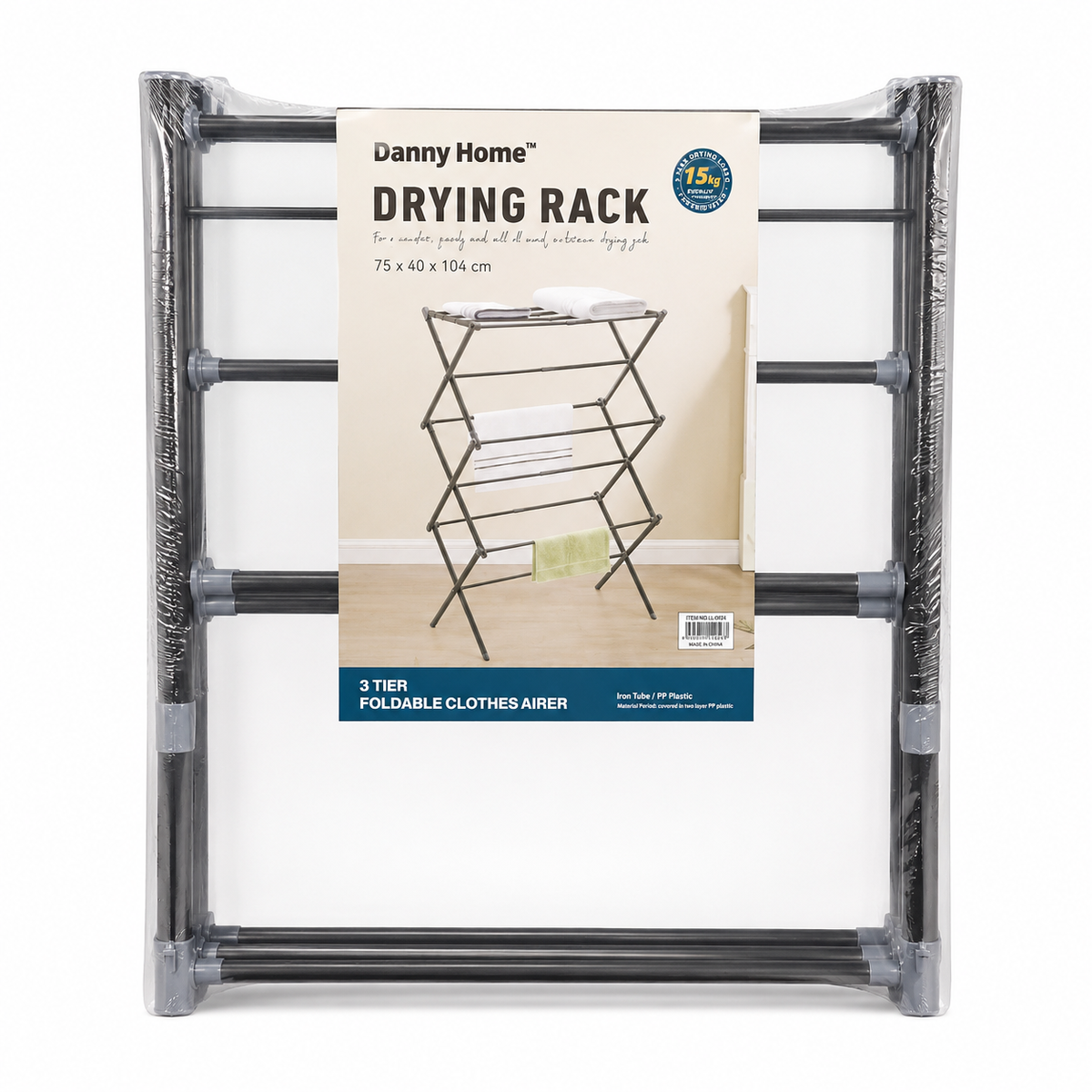 s-zoom.filetakealot-102638424-1.png Danny Home Black 3-Tier Foldable Indoor Drying Rack - Image 1