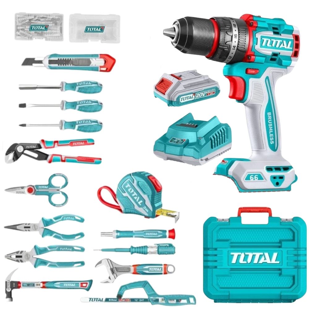 s-zoom.filetakealot-102643416-1.jpg Total Tools - Cordless Impact Drill with 166-Piece Tool Kit Set 20V - Image 1