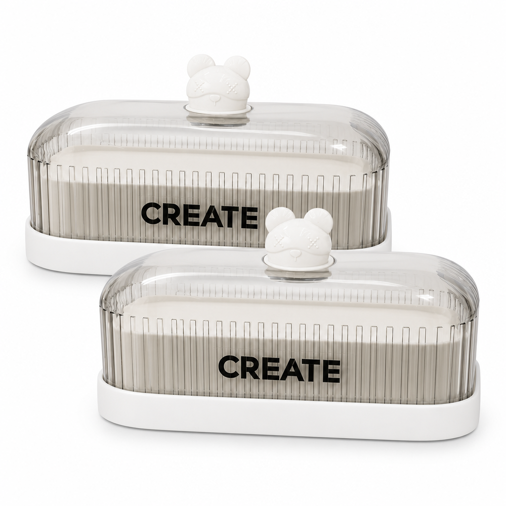 s-zoom.filetakealot-102644869-1.png Cute Bear Draining Soap Dish with Clear Lid - 2 Packs - Image 1