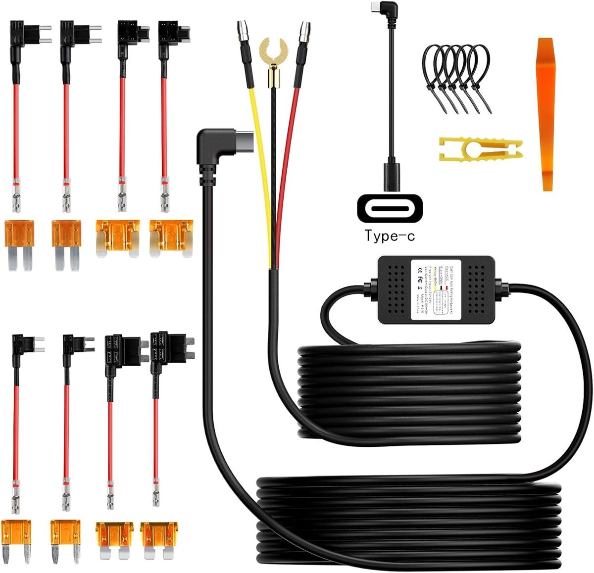 s-zoom.filetakealot-102647934-1.jpg Dash Cam Hardwire Kit, Type C 3-Lead Hardwire Kit with Fuses - Image 1