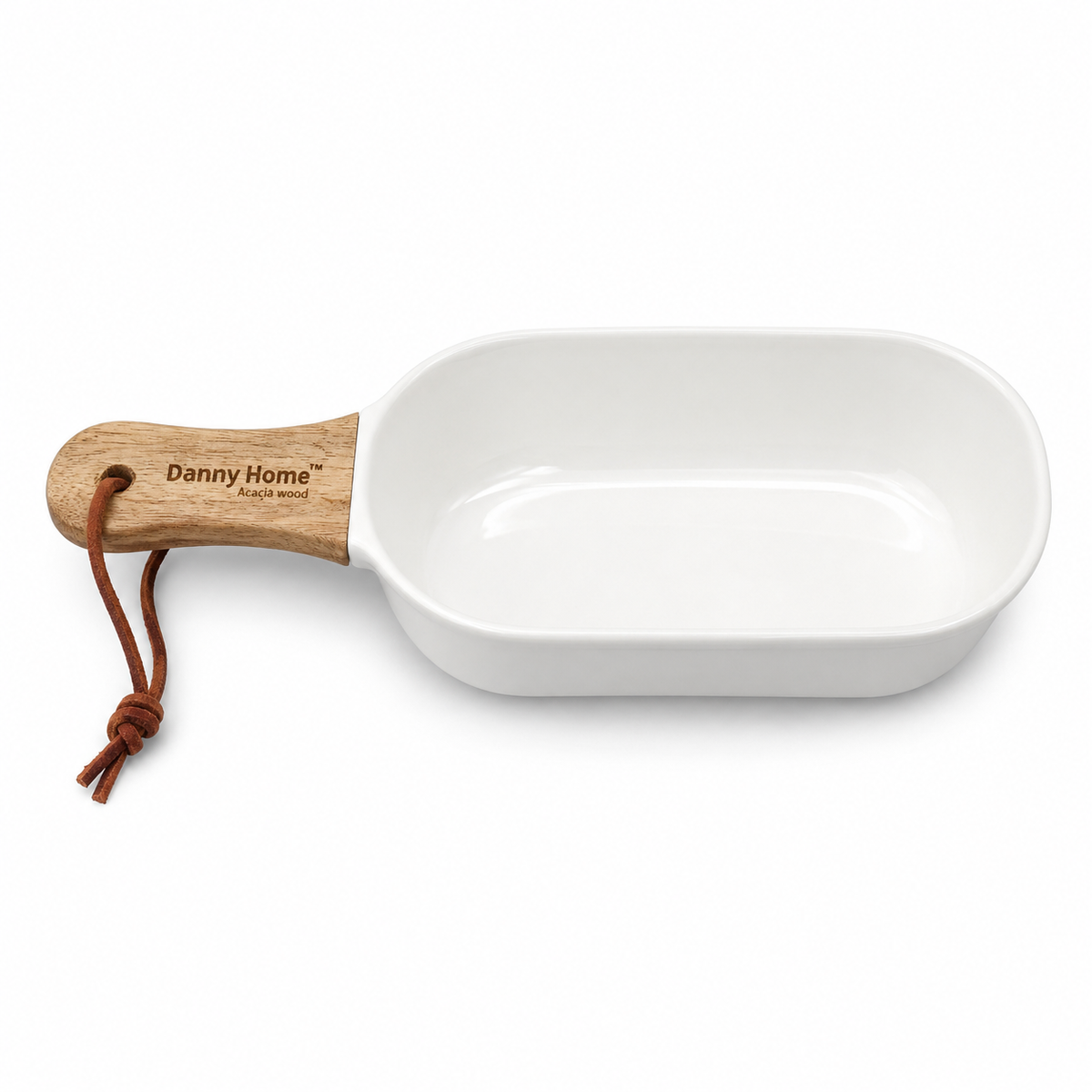 s-zoom.filetakealot-102650566-1.png Danny Home Ceramic Baking Dish with Acacia Wood Handle - 26cm - Image 1