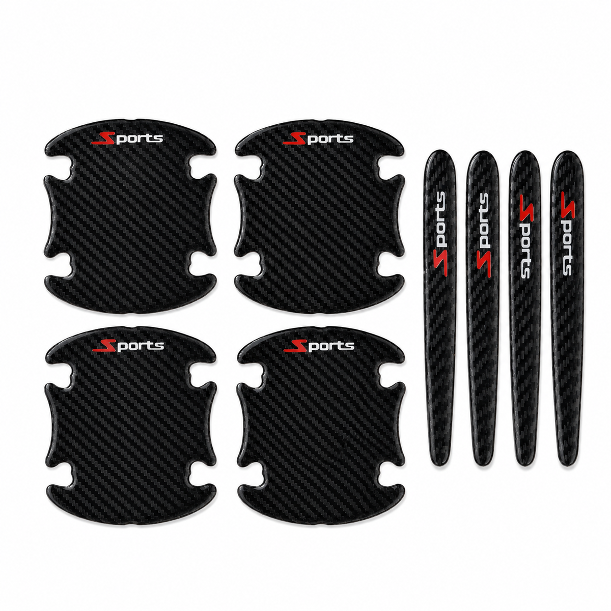 s-zoom.filetakealot-102655469-1.png Sports Carbon Fiber Car Door Handle Cup & Edge Protector Kit (8 Piece) - Image 1
