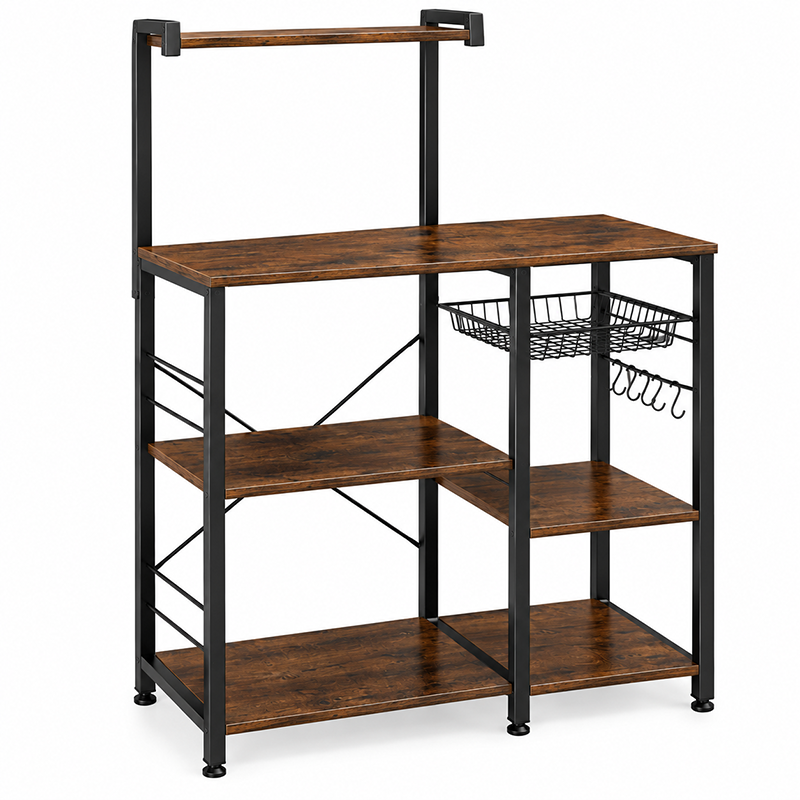 s-zoom.filetakealot-102737836-1.png 4-Tier Kitchen Bakers Rack Microwave Stand Coffee Bar Storage Shelf - Image 1