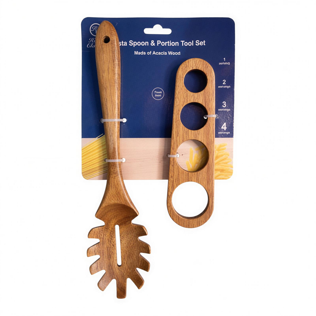 s-zoom.filetakealot-102782132-1.png Home Classix Acacia Wooden Pasta Spoon and Measuring Utensil Set - 2 Piece - Image 1