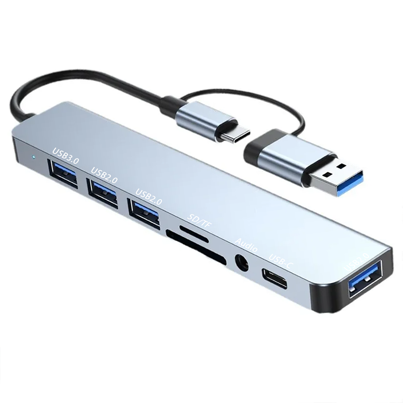 s-zoom.filetakealot-102787385-1.png 8-in-1 USB-C & USB-A Hub 5Gbps Multiport Adapter for Laptop - Image 1