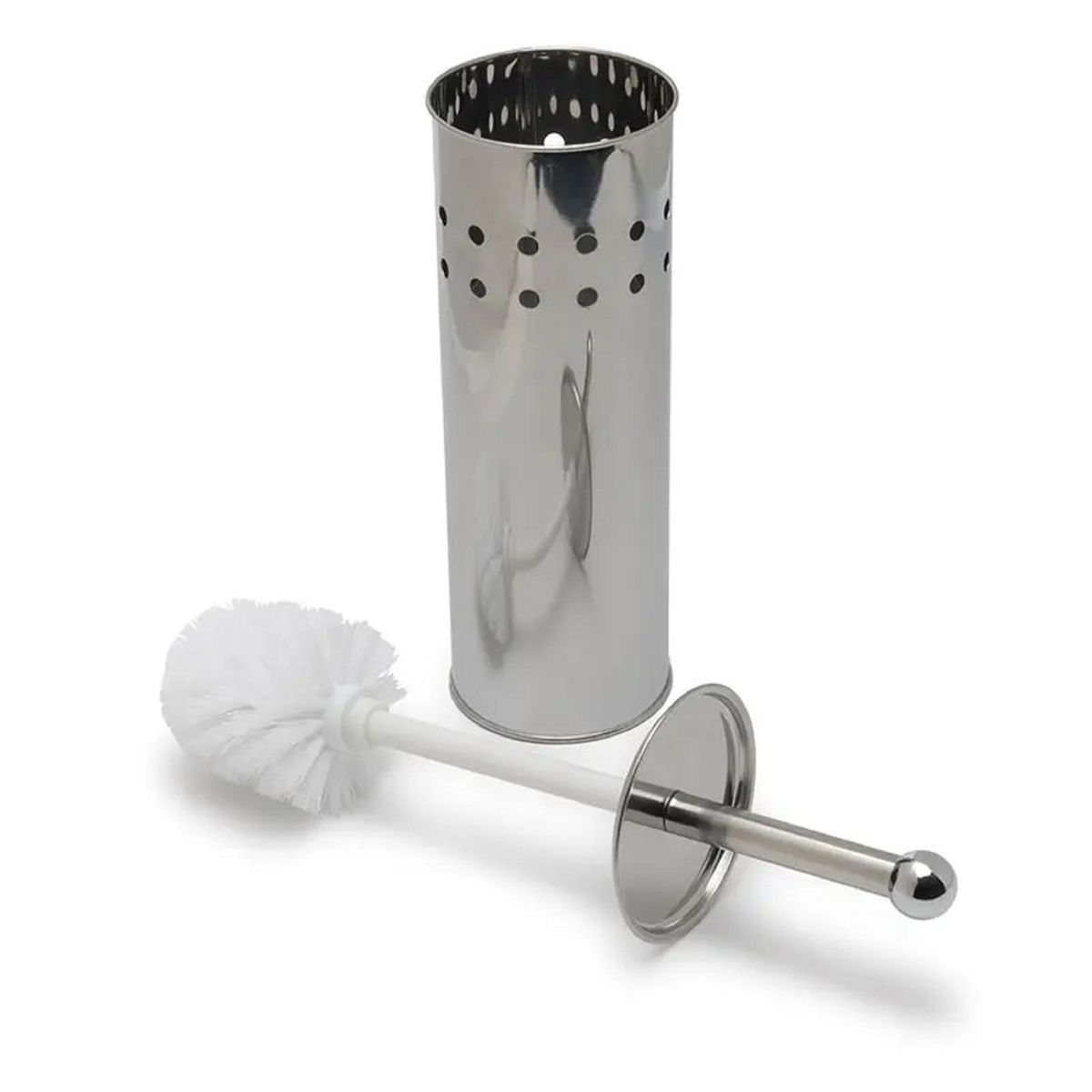 s-zoom.filetakealot-102830354-1.jpg WOODLY Silver-Black Stainless steel Round Toilet Brush & Holder - Image 1