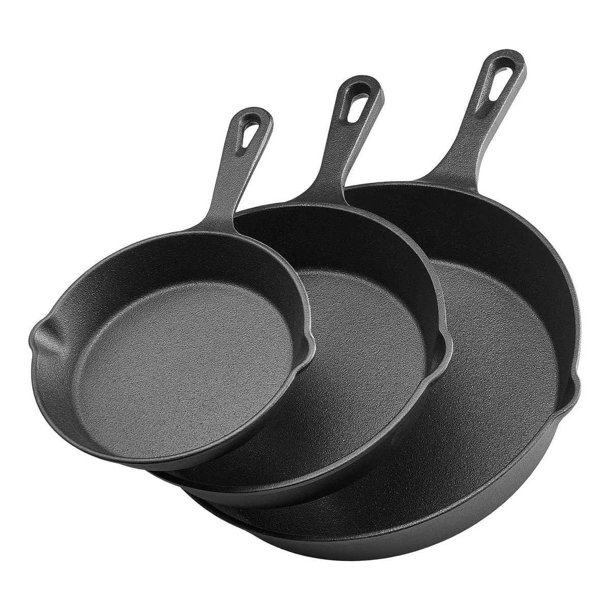 s-zoom.filetakealot-102886020-1.jpg 3 Piece Cast Iron Frying Pan Set with Thick Base for Even Heat Cooking - Image 1