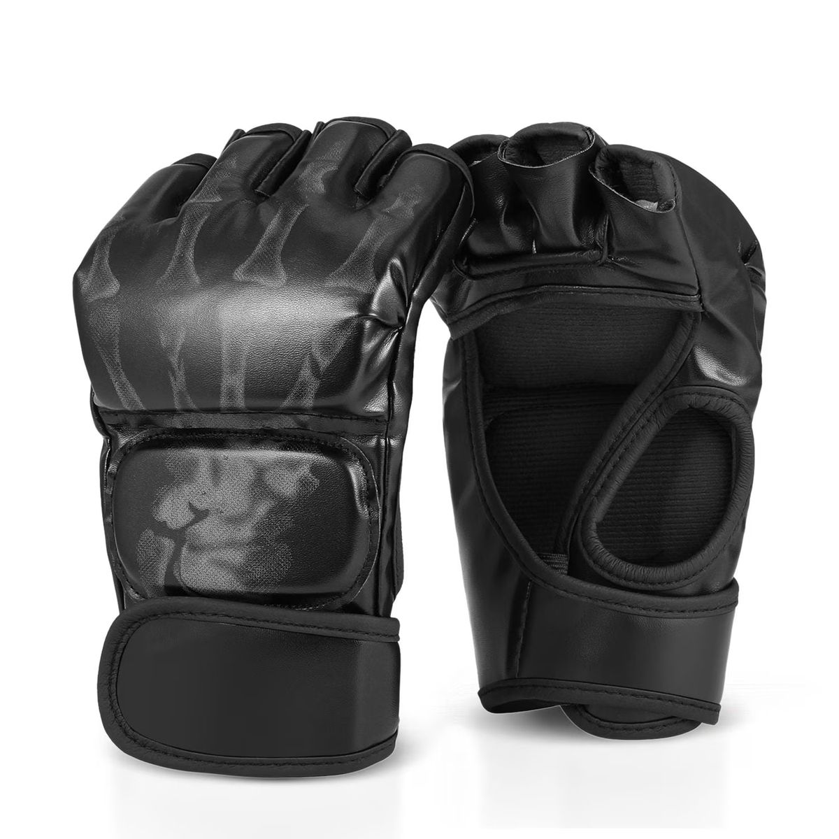 s-zoom.filetakealot-102894887-1.jpg MMA Fingerless Boxing Gloves with Wrist Support - Black - Image 1