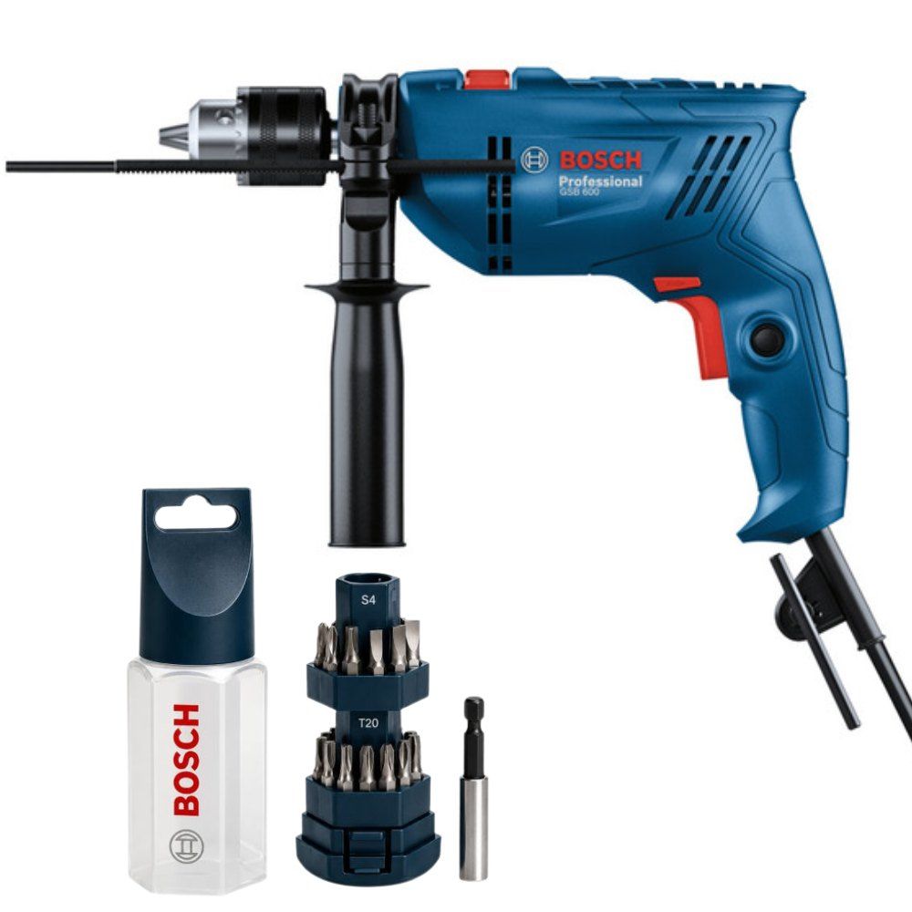 s-zoom.filetakealot-102920101-1.jpg Bosch - Corded Impact Drill - GSB 600 + 25Piece Screwdriver Bit Set - Image 1