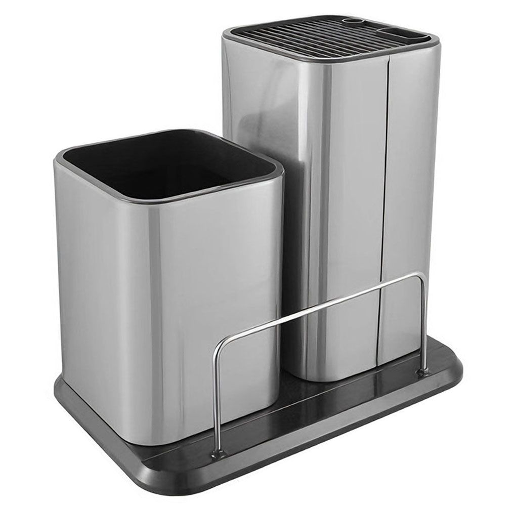 s-zoom.filetakealot-103034862-1.jpg Modern Kitchen Knife Storage Organizer for Countertop Without Knives Silver - Image 1