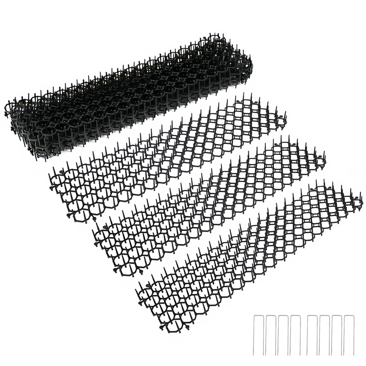 s-zoom.filetakealot-103046925-1.jpg 16 piece Black Cat Deterrent Mats Plastic Spike Barrier For Garden Fence - Image 1