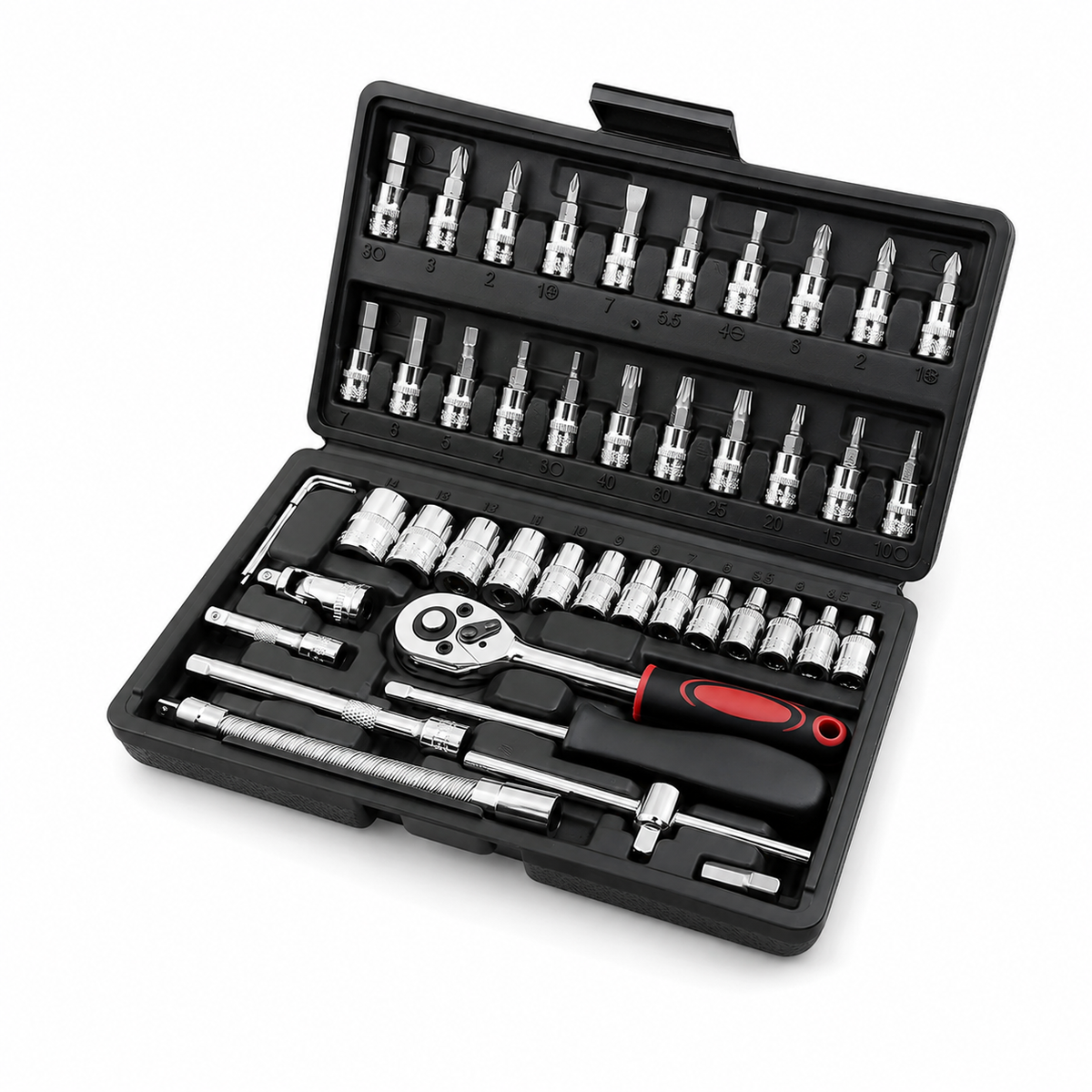 s-zoom.filetakealot-103059734-1.png 46-Pieces Auto Repair Combination Ratchet Wrench Tool Box - Image 1