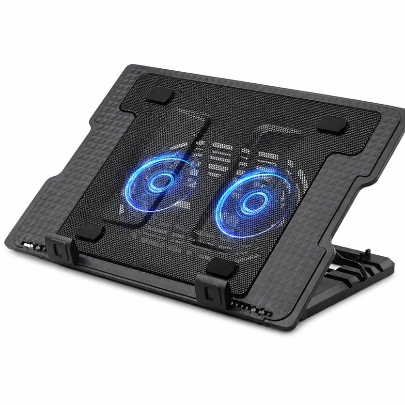 s-zoom.filetakealot-103060372-1.jpg Portable Laptop Cooler Pad USB Powered with Dual Fans & Anti-Slip Stand - Image 1
