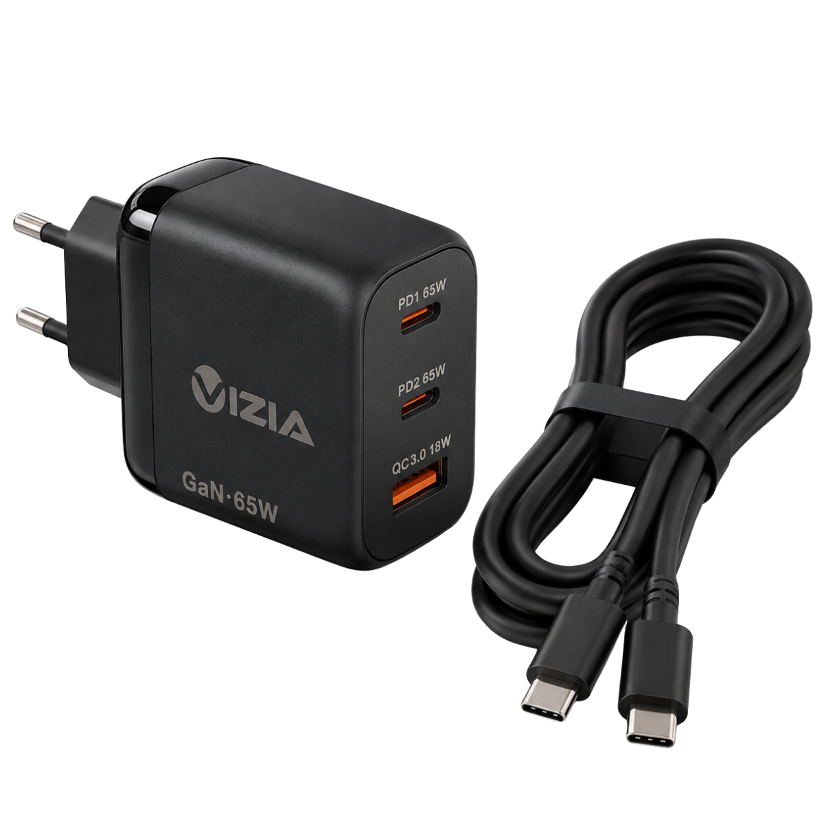 s-zoom.filetakealot-103147027-1.png Vizia 65W USB-C GaN Laptop Charger Compatible with Mac, HP, Dell | 2m cable - Image 1