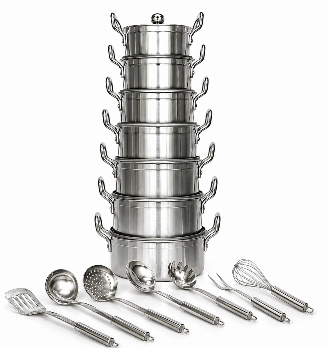 s-zoom.filetakealot-103201802-1.png Dolphin 20pcs silver die cast pot set - Image 1