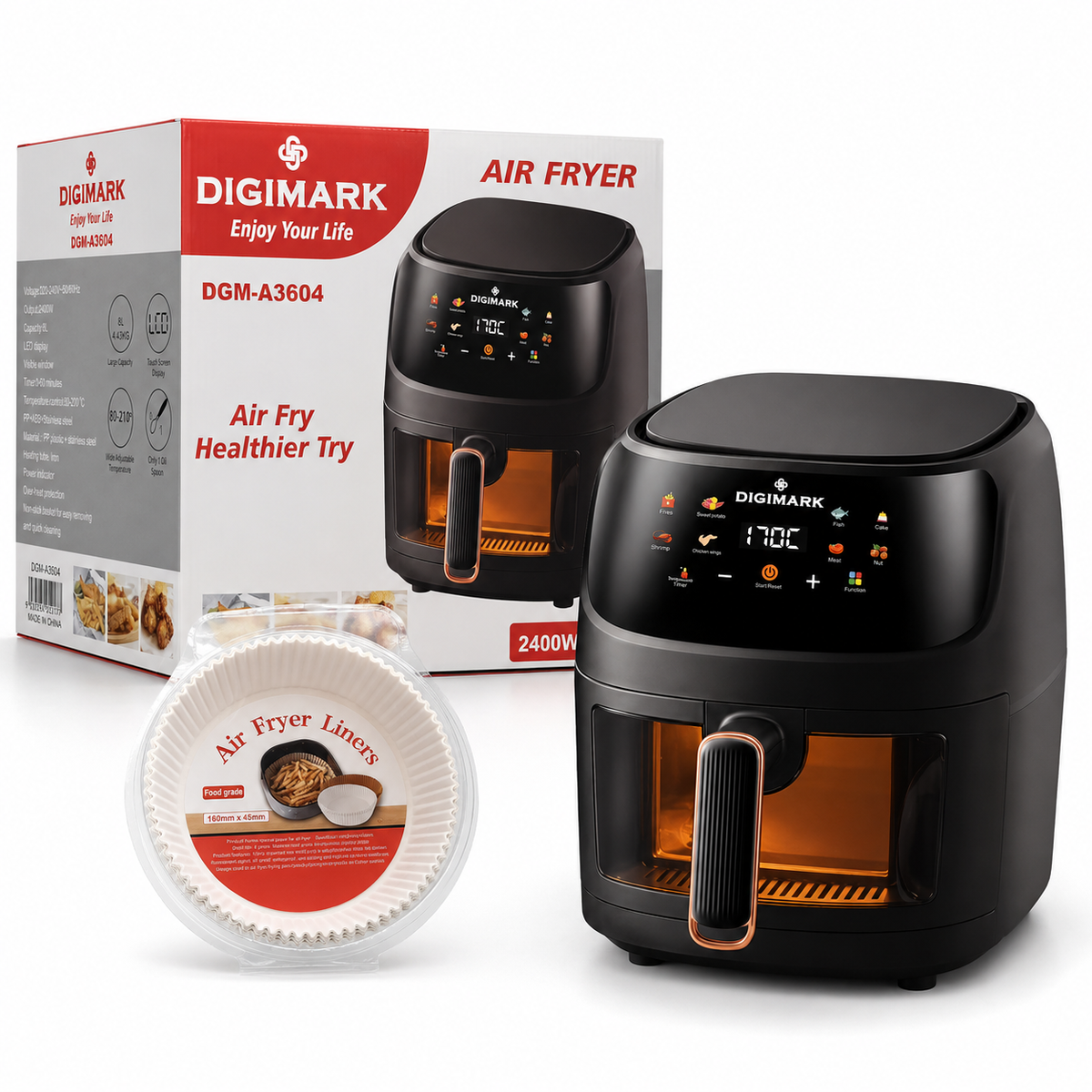 s-zoom.filetakealot-103203467-1.png DIGIMARK 8L Digital Air Fryer with Paper Liners - 2400W - Image 1