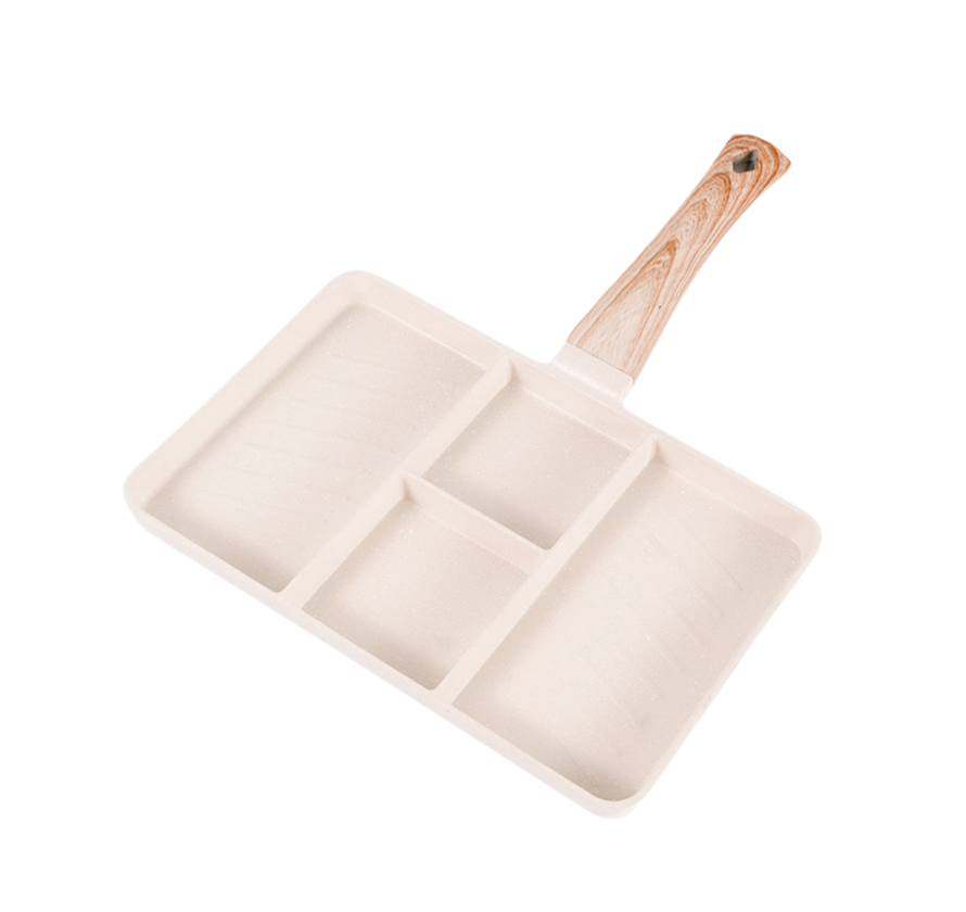 s-zoom.filetakealot-103276623-1.png 27cm White Divided Non-Stick Breakfast Pan Multi-Section Frying Skillet - Image 1