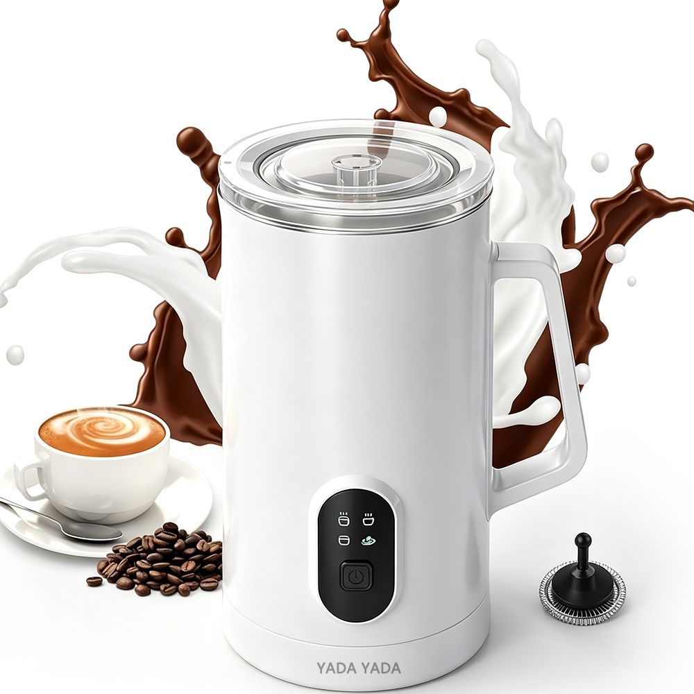 s-zoom.filetakealot-103293357-1.jpg YADA YADA 4-in-1 Electric Milk Frother, Automatic Warm & Cold Foam Maker - Image 1