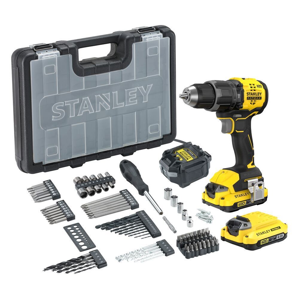 s-zoom.filetakealot-103309008-1.jpg STANLEY FATMAX Brushless Hammer Drill, 2.0Ah1 +100 Piece Acc Set + Case - Image 1