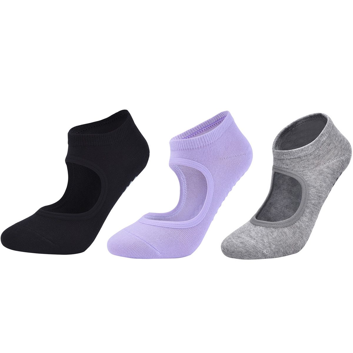 s-zoom.filetakealot-103332781-1.jpg 3 Pairs Non-Slip Yoga Socks for Women Open Heel Anti-Skid Pilates - Image 1