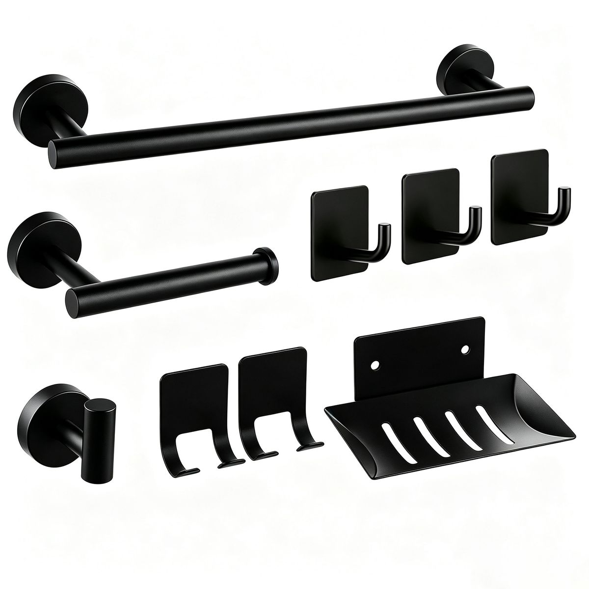 s-zoom.filetakealot-103333514-1.jpg 9 Piece Black Stainless Steel Bathroom Hardware Set With Towel Bar - Image 1